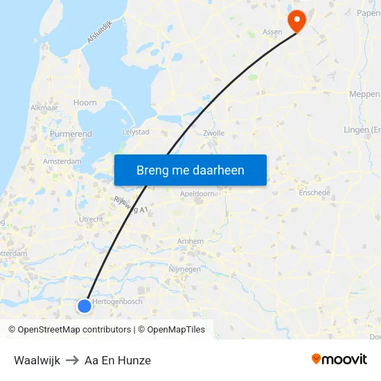 Waalwijk to Aa En Hunze map