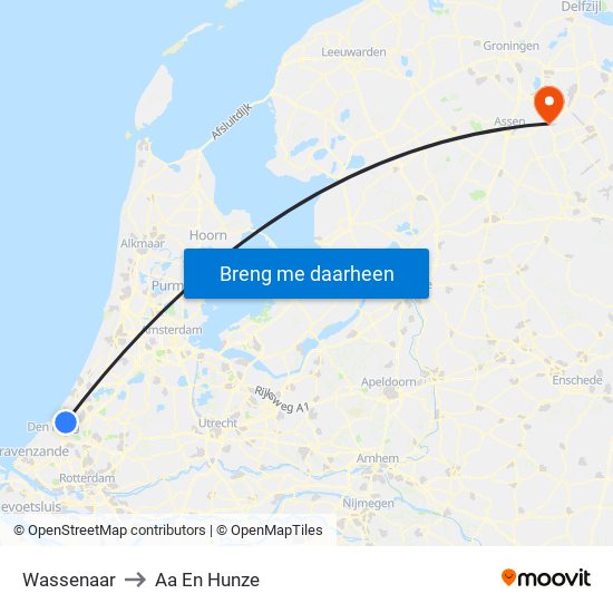 Wassenaar to Aa En Hunze map