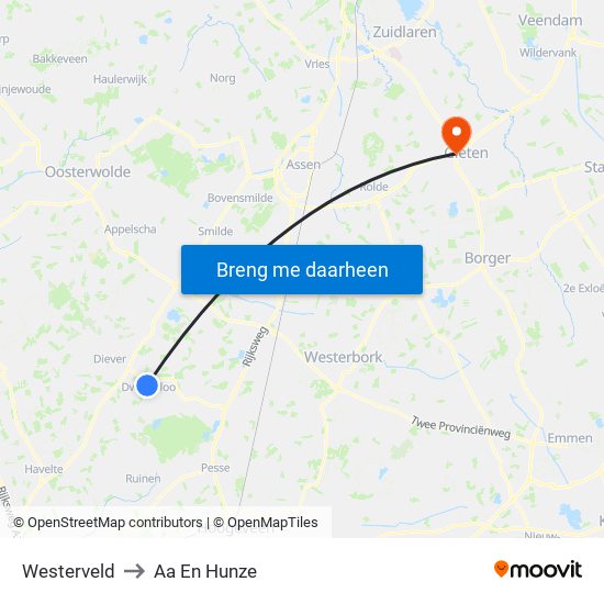 Westerveld to Aa En Hunze map