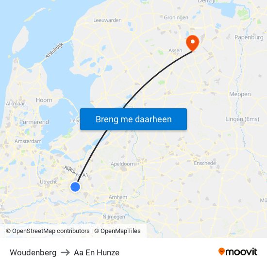 Woudenberg to Aa En Hunze map