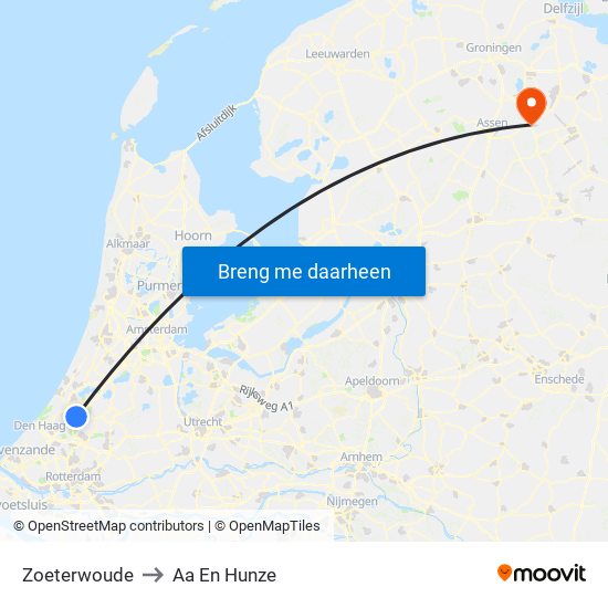 Zoeterwoude to Aa En Hunze map