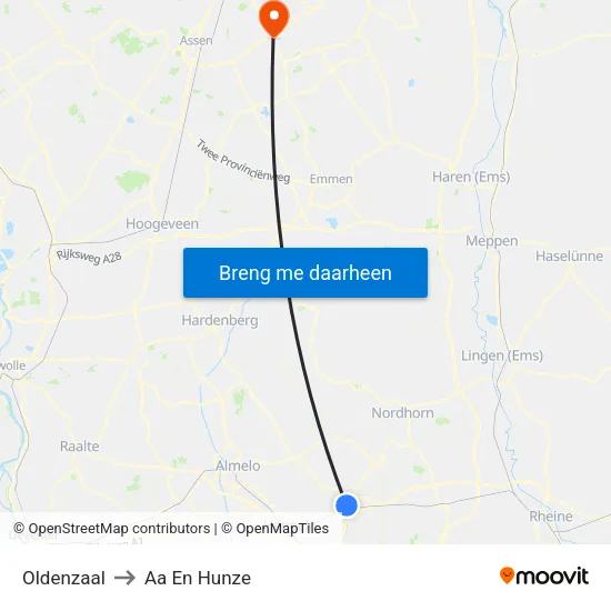 Oldenzaal to Aa En Hunze map