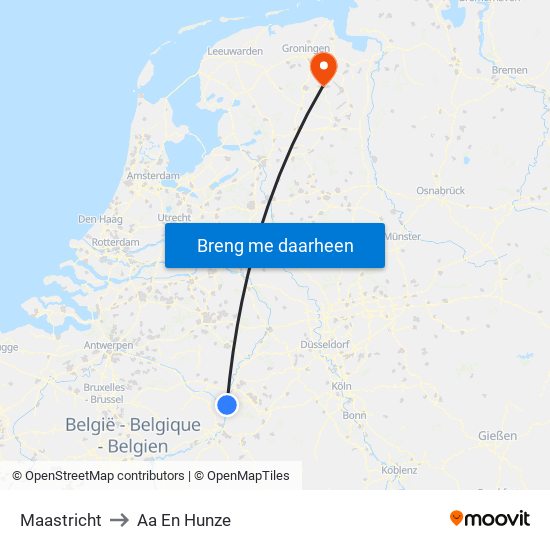 Maastricht to Aa En Hunze map