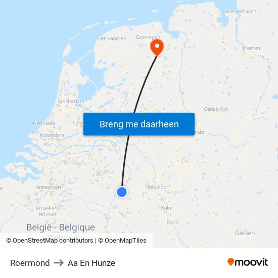 Roermond to Aa En Hunze map