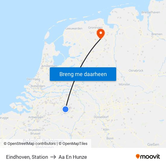 Eindhoven, Station to Aa En Hunze map