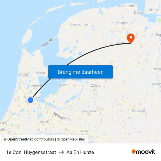 1e Con. Huygensstraat to Aa En Hunze map