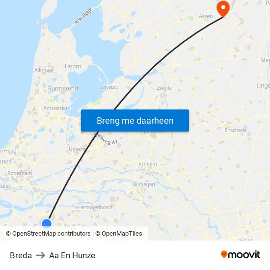 Breda to Aa En Hunze map