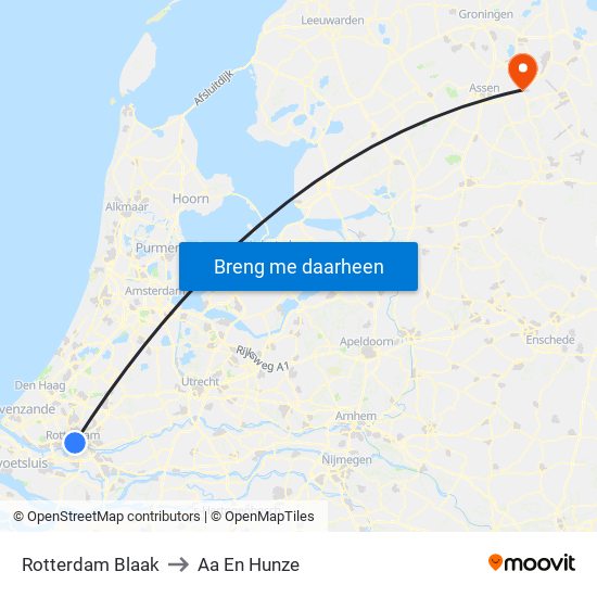 Rotterdam Blaak to Aa En Hunze map