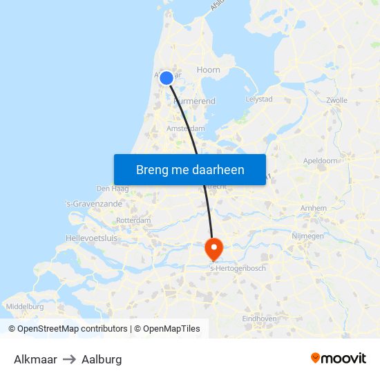 Alkmaar to Aalburg map