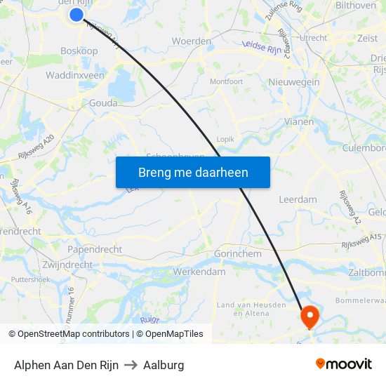 Alphen Aan Den Rijn to Aalburg map