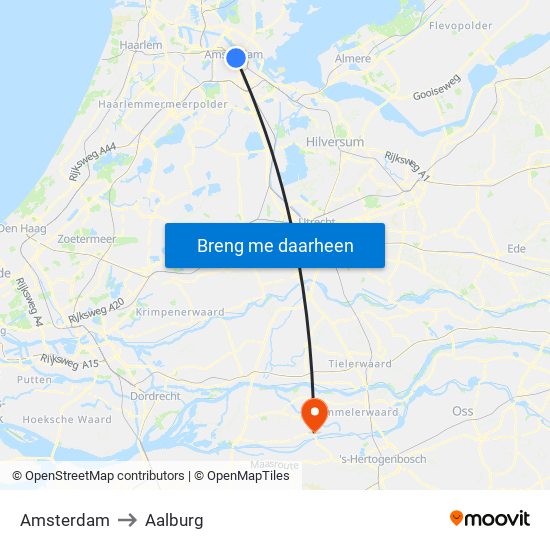 Amsterdam to Aalburg map