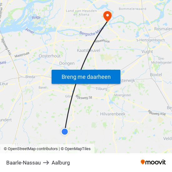 Baarle-Nassau to Aalburg map