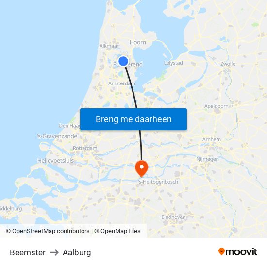 Beemster to Aalburg map