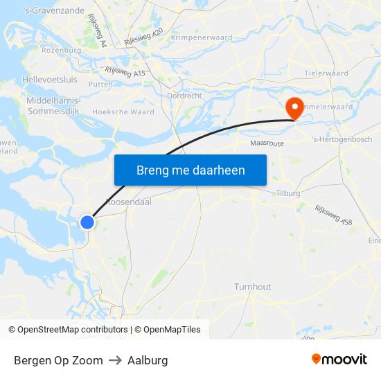 Bergen Op Zoom to Aalburg map