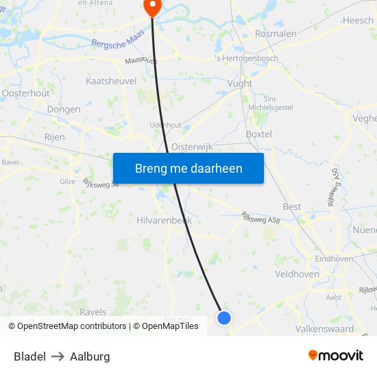 Bladel to Aalburg map