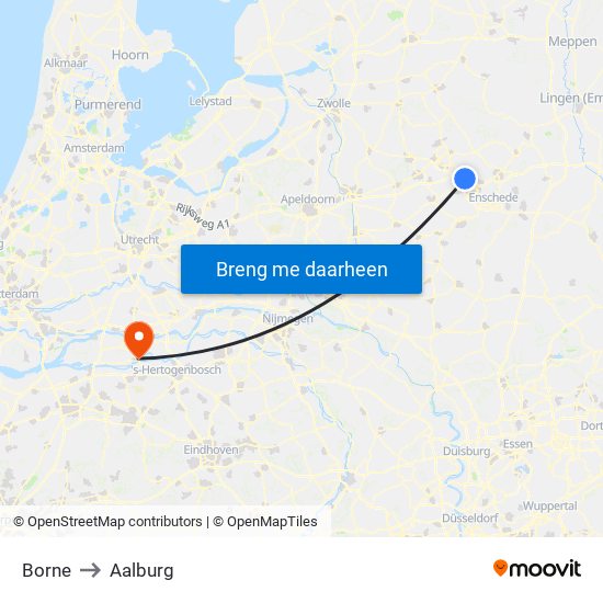 Borne to Aalburg map
