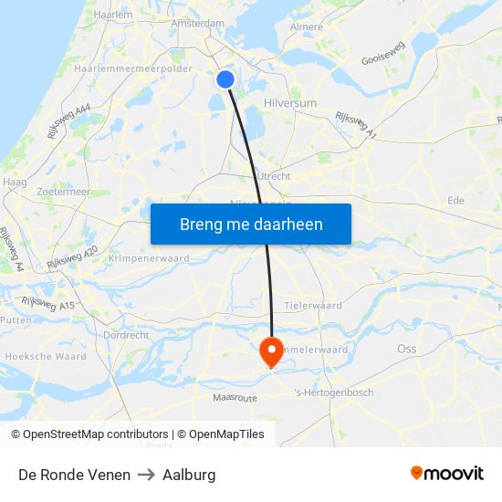 De Ronde Venen to Aalburg map