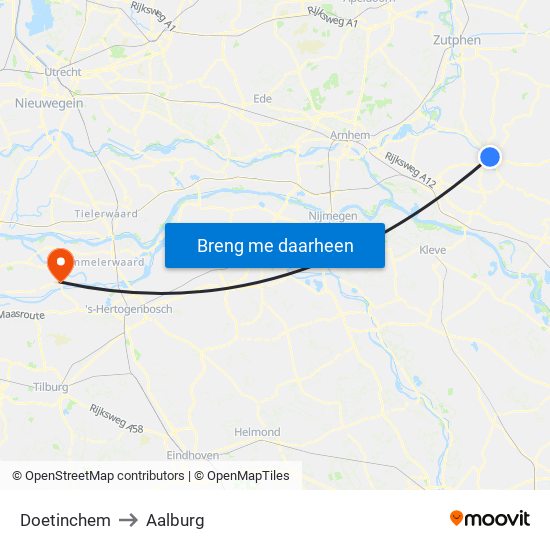 Doetinchem to Aalburg map