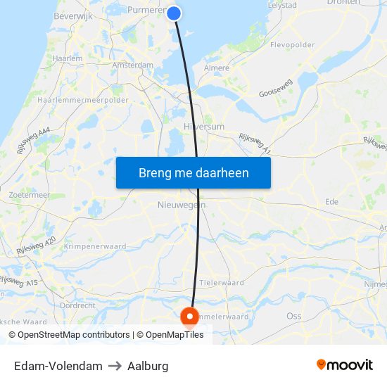 Edam-Volendam to Aalburg map