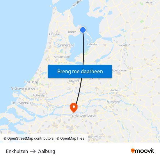 Enkhuizen to Aalburg map