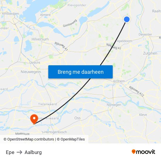 Epe to Aalburg map