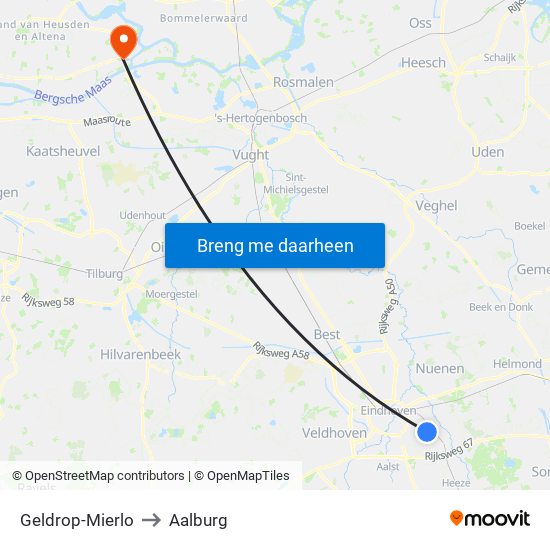 Geldrop-Mierlo to Aalburg map
