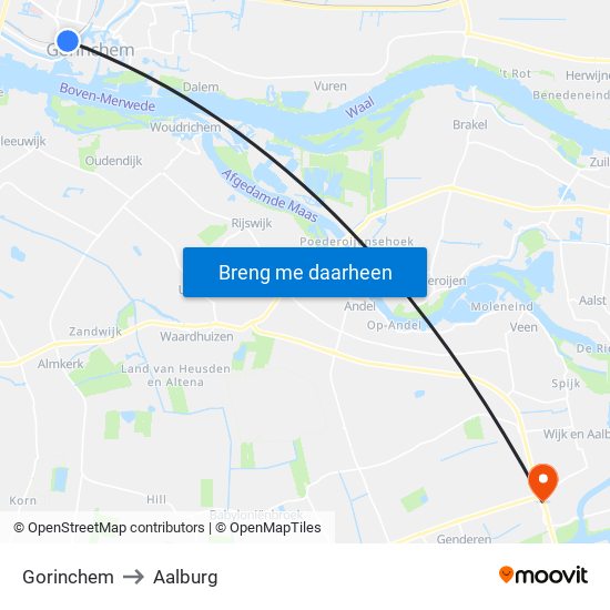 Gorinchem to Aalburg map