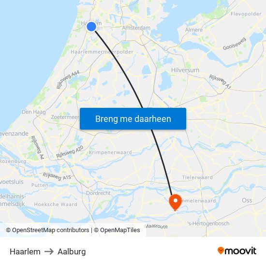 Haarlem to Aalburg map