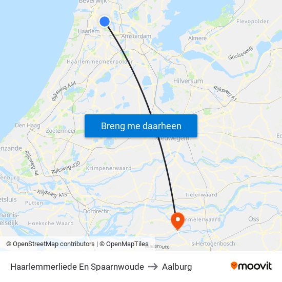 Haarlemmerliede En Spaarnwoude to Aalburg map