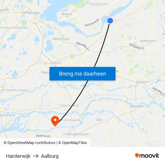 Harderwijk to Aalburg map