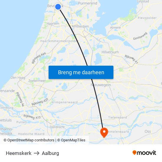 Heemskerk to Aalburg map