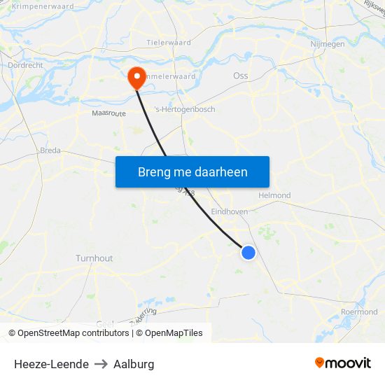 Heeze-Leende to Aalburg map