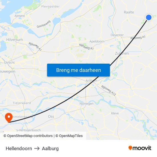 Hellendoorn to Aalburg map