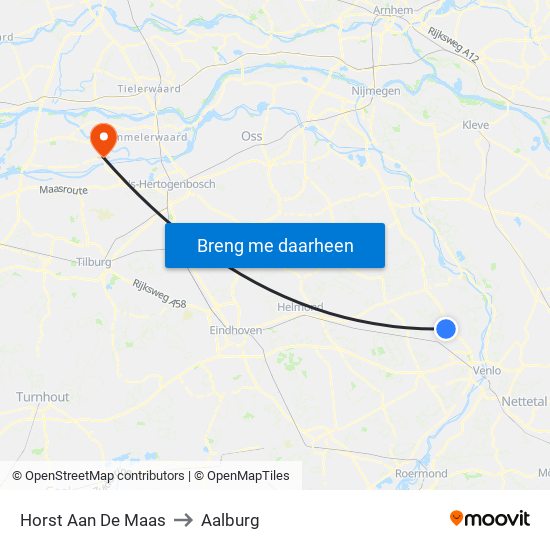 Horst Aan De Maas to Aalburg map