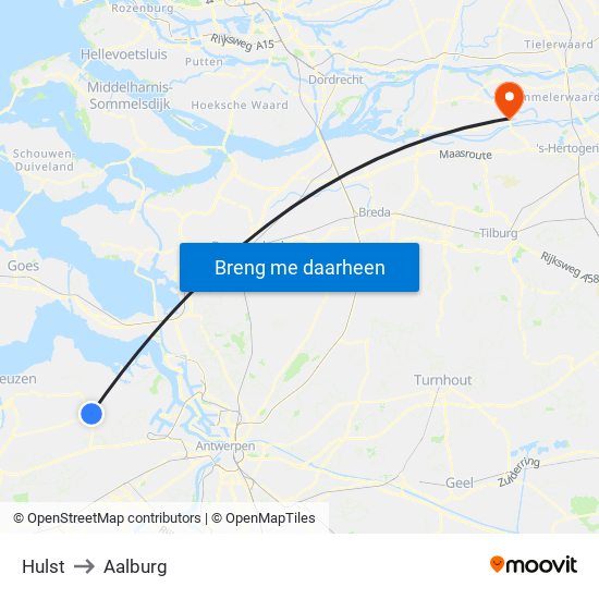 Hulst to Aalburg map