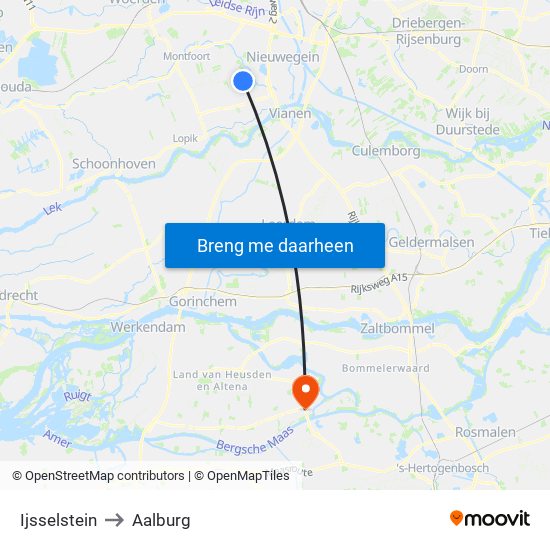 Ijsselstein to Aalburg map
