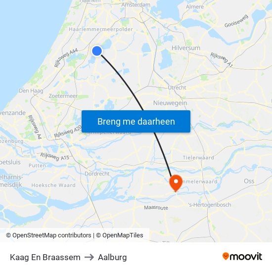 Kaag En Braassem to Aalburg map