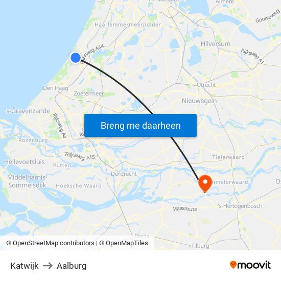 Katwijk to Aalburg map