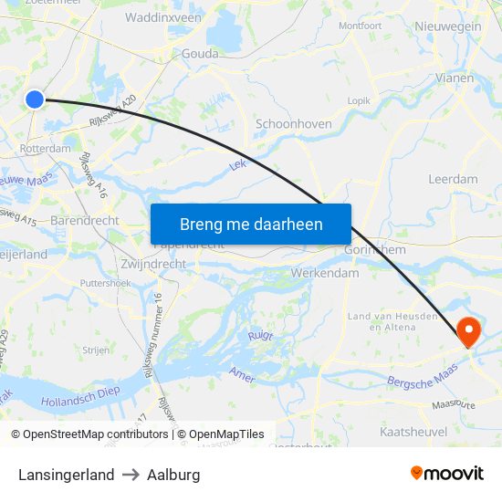 Lansingerland to Aalburg map