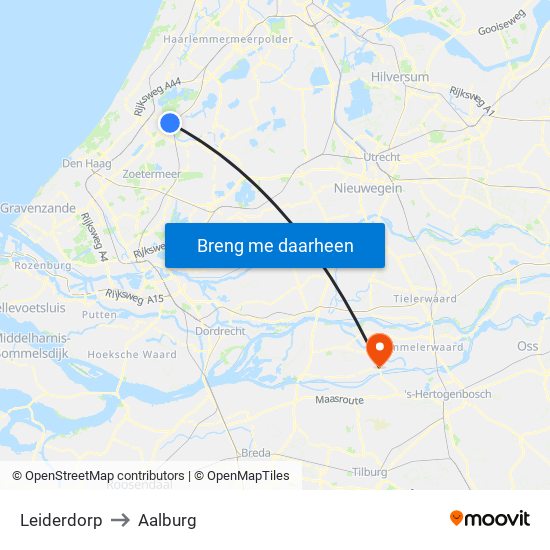 Leiderdorp to Aalburg map