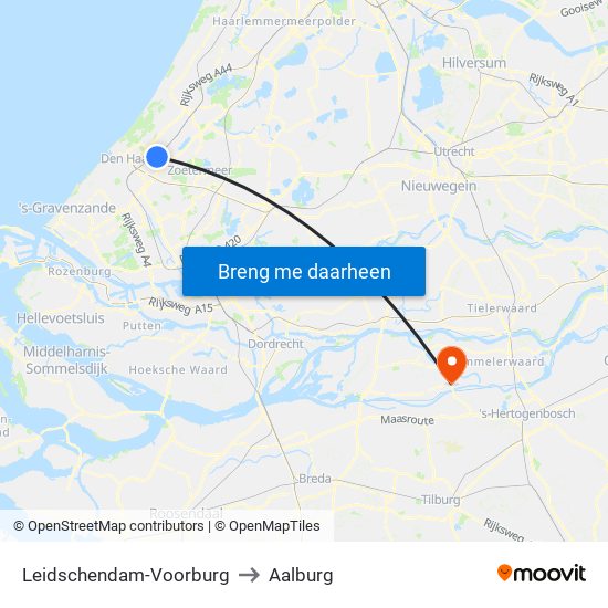 Leidschendam-Voorburg to Aalburg map