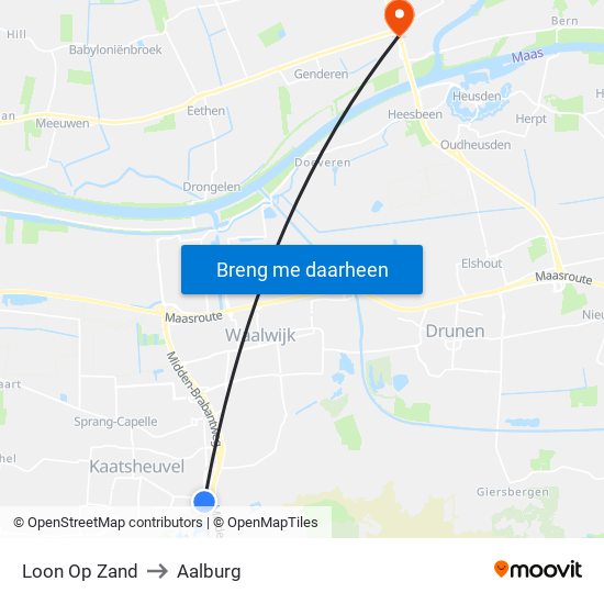 Loon Op Zand to Aalburg map
