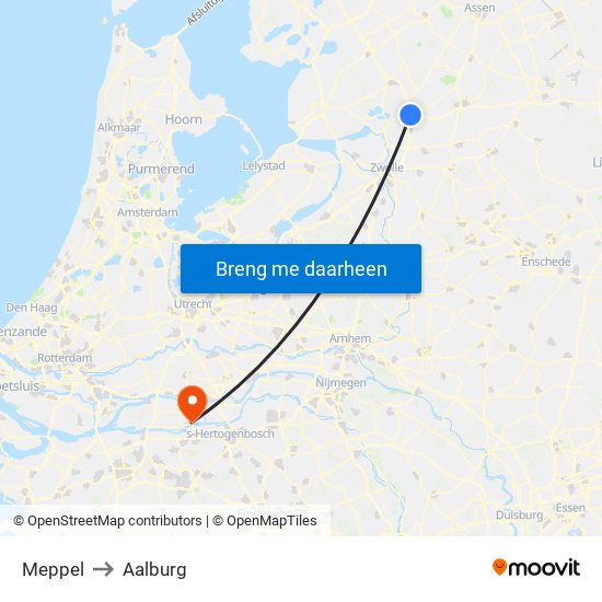 Meppel to Aalburg map