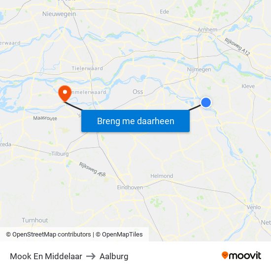 Mook En Middelaar to Aalburg map