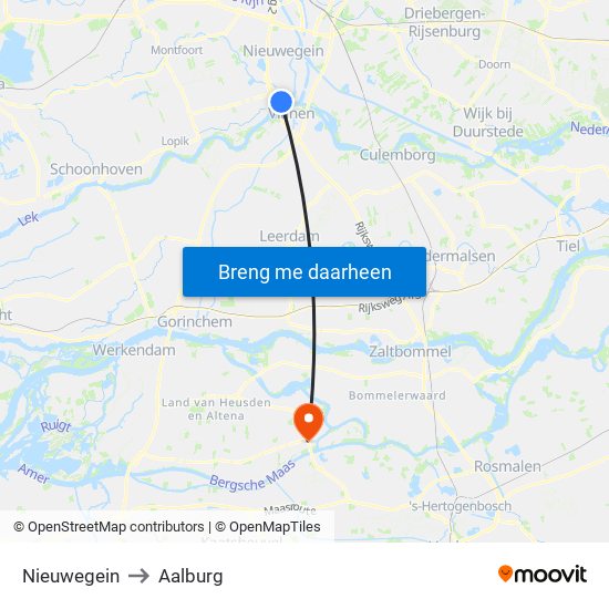 Nieuwegein to Aalburg map