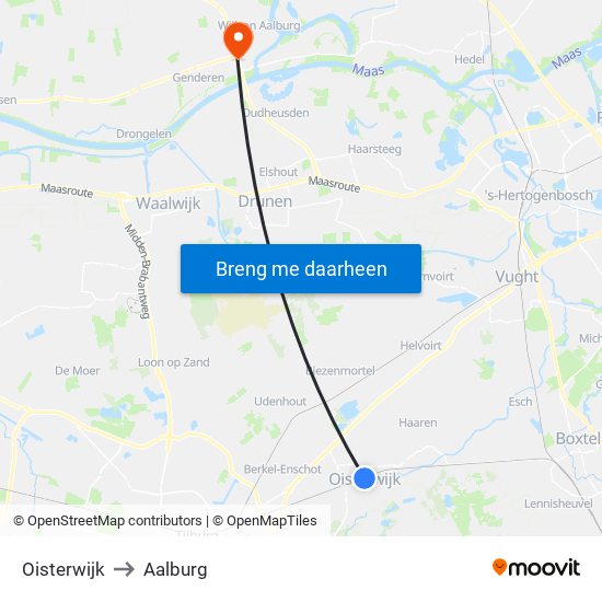 Oisterwijk to Aalburg map