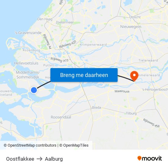 Oostflakkee to Aalburg map
