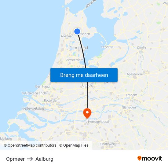 Opmeer to Aalburg map