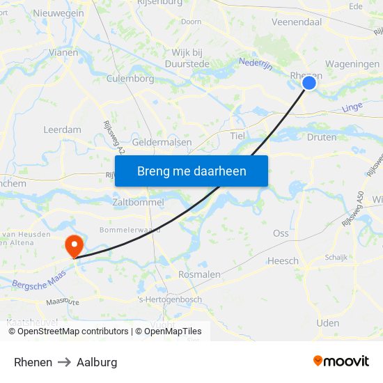 Rhenen to Aalburg map