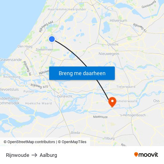 Rijnwoude to Aalburg map